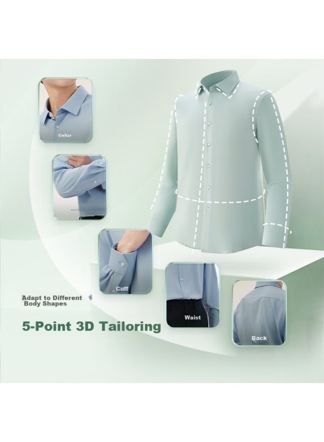 Hodo Men's Long-sleeve Modal Shirt, Comfortable Elastic Cool-feeling Casual Shirt, White Dress Shirt For Men - Image 2