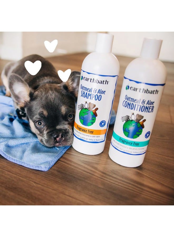 earthbath Oatmeal & Aloe Pet Grooming Bundle - All-Natural Fragrance-Free Shampoo and Conditioner - Itchy & Dry Skin Relief, Helps Detangle, Aloe Vera, Vitamin E, Good for Dogs & Cats - 16 fl. oz Each - Image 5