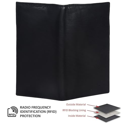 LB LEATHERBOSS Leatherboss Men's Genuine Leather Long Bifold Wallet | Card Holder Clutch with 6 Card Slots, ID Window, Cash & Checkbook Compartment (Black) - Image 5