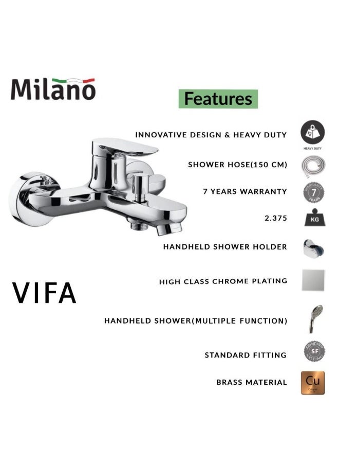 Milano Vifa Bath Shower Mixer Tap with Hand Shower