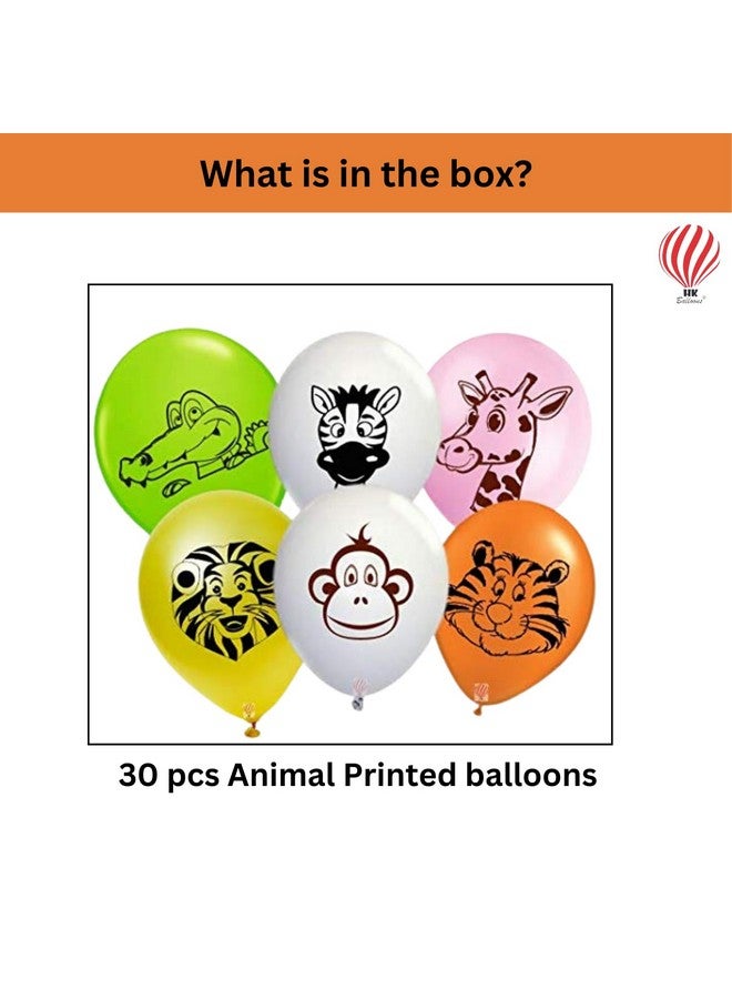 HK balloons Rubber 30Pcs Jungle Theme Balloons For Animal Theme Birthday Party Supplies Multi Color Assorted Jungle Balloons Animal Print Balloons Birthday Theme Multicolor Balloons - Image 2