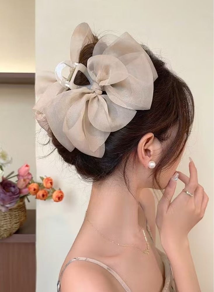 New Mesh Bow Grip Clip Female Ponytail Braid Hair Claw Clip Elegant Girl Hair Clip Hair Accessories Gift Headdress - Image 1