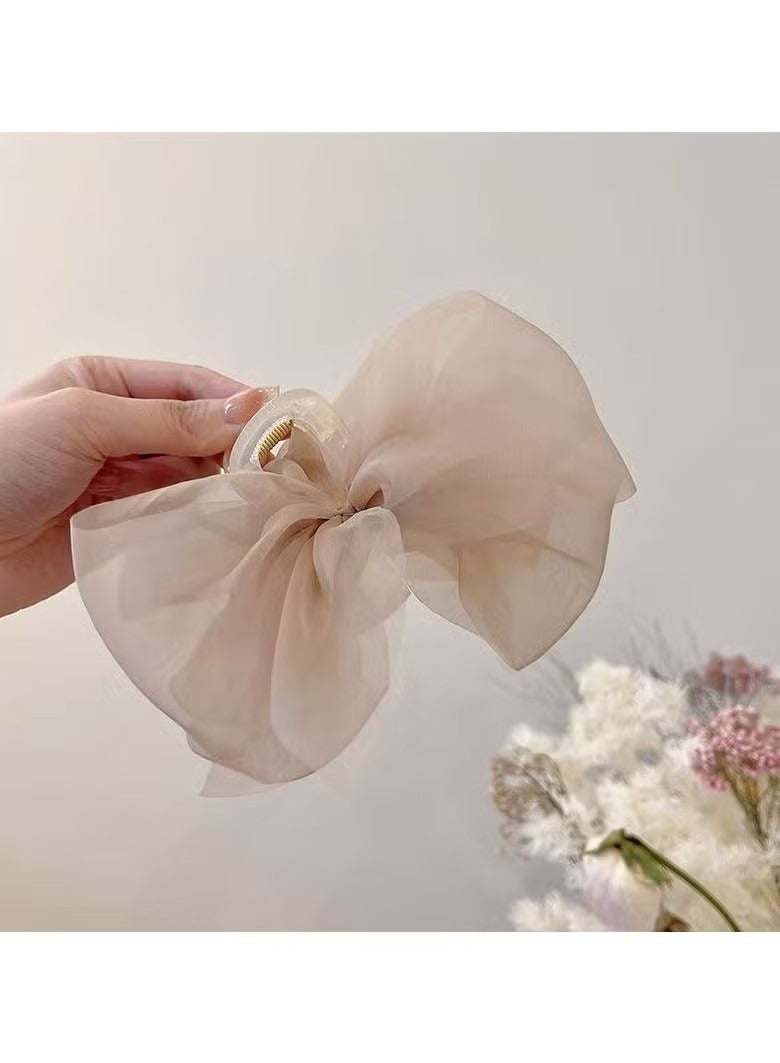 New Mesh Bow Grip Clip Female Ponytail Braid Hair Claw Clip Elegant Girl Hair Clip Hair Accessories Gift Headdress - Image 3