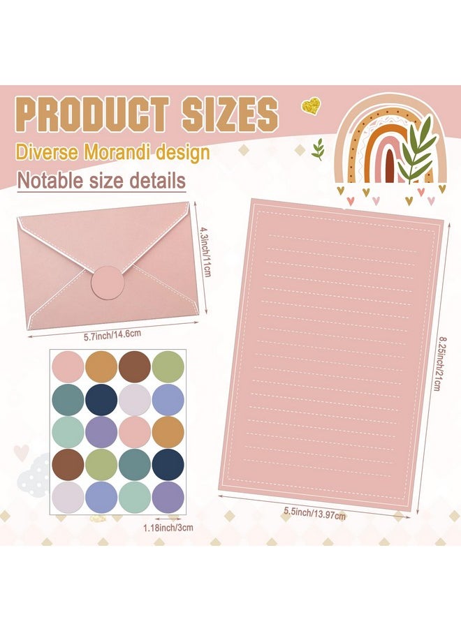 TaoBary TaoBary 160 Packs Stationery Paper Set (50 Double Sided Stationery Writing Papers 50 Matching Envelopes) 60 Round Dot Sticker, 10 Design (Morandi Color)  - Image 5