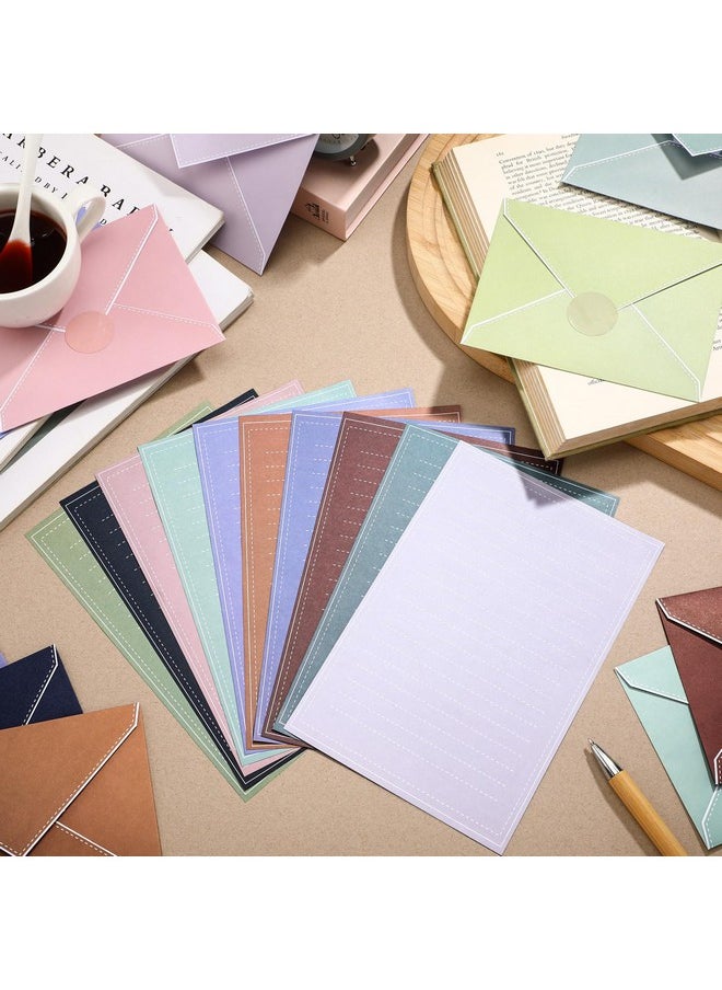 TaoBary TaoBary 160 Packs Stationery Paper Set (50 Double Sided Stationery Writing Papers 50 Matching Envelopes) 60 Round Dot Sticker, 10 Design (Morandi Color)  - Image 3