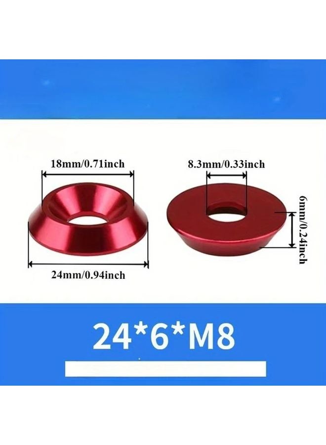 M8 Red Aluminum Countersunk Flat Head Screw With Washer 2PCS - Image 1