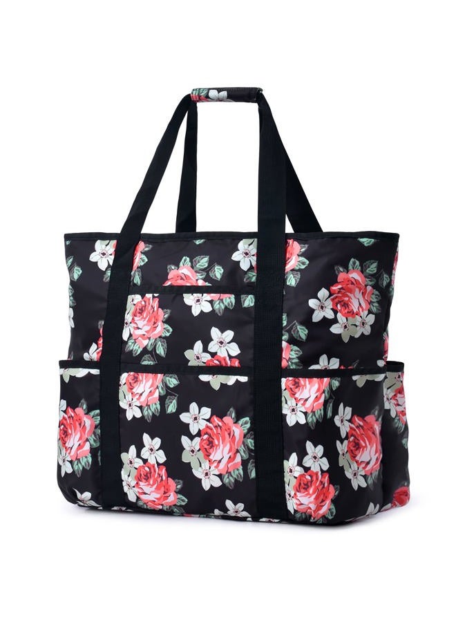 Becokan Beach Bags for Women Large Beach Tote Bag with Zipper Pockets Beach Bag Waterproof Sandproof Travel Nurse Tote Bag - Image 1