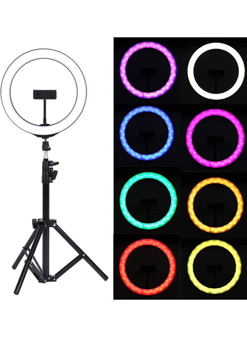 توسوني حلقة إضاءة LED، حلقة إضاءة LED معدنية محمولة للتصوير الفوتوغرافي مع حامل ثلاثي القوائم، إضاءة LED قابلة للتعتيم للإضاءة الداخلية، صورة شخصية، أزياء، تصوير إعلاني، USB - Image 1