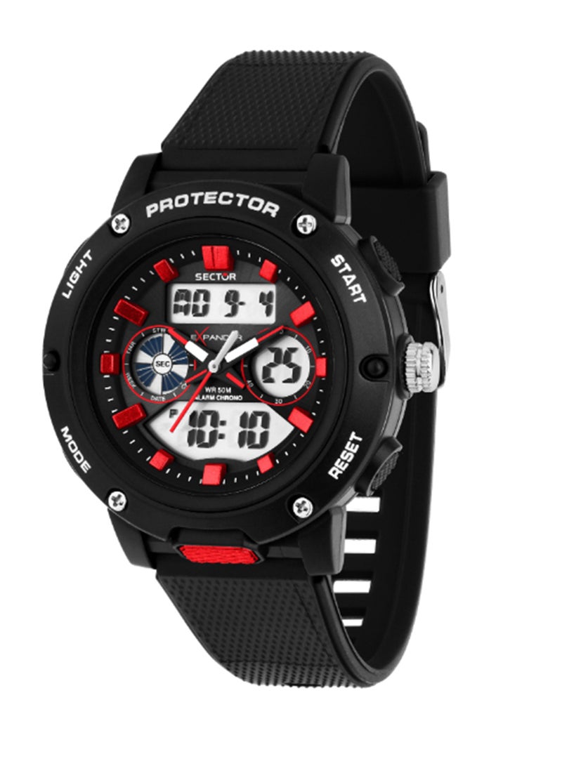 Sector EX-45 43MM DIGITAL RED BLK DIAL BLK PU S - Image 1