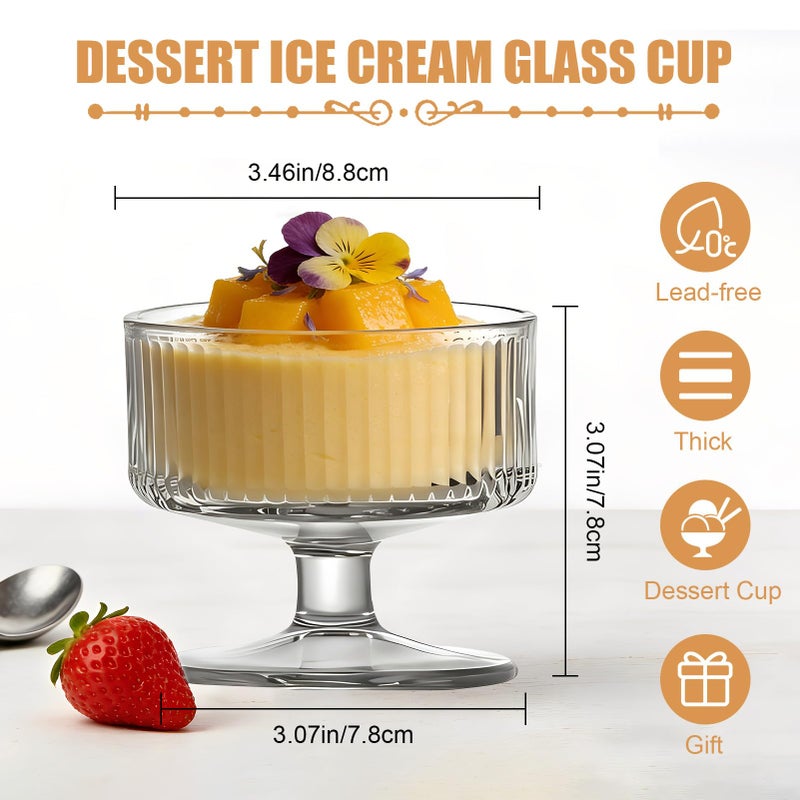 Dylvan Set of 6 Glass Dessert Bowls, 6.09oz Stylish Stemmed Bowls, Perfect for Fruit Salads, Puddings and Appetizers, Durable, Easy to Clean, Stackable Modern Design - Image 2