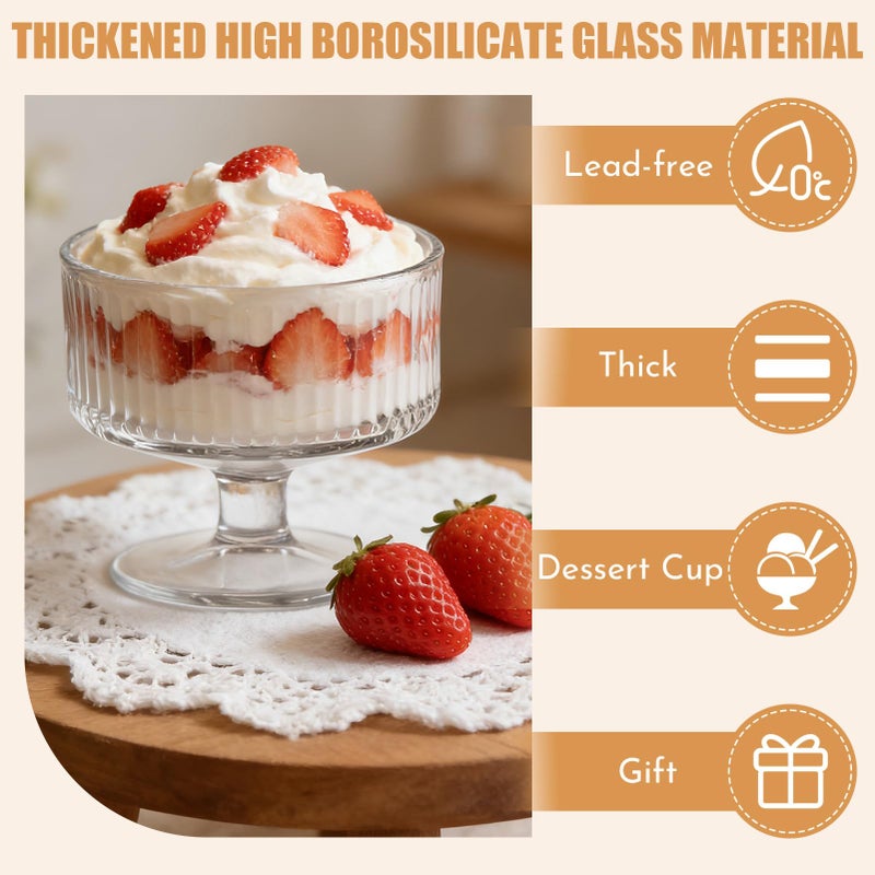 Dylvan Set of 6 Glass Dessert Bowls, 6.09oz Stylish Stemmed Bowls, Perfect for Fruit Salads, Puddings and Appetizers, Durable, Easy to Clean, Stackable Modern Design - Image 5