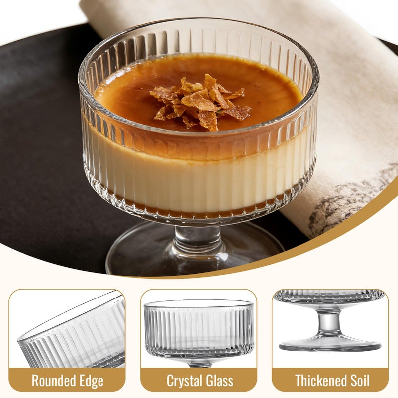 Dylvan Set of 6 Glass Dessert Bowls, 6.09oz Stylish Stemmed Bowls, Perfect for Fruit Salads, Puddings and Appetizers, Durable, Easy to Clean, Stackable Modern Design - Image 3