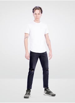 Web Denim Web Denim Black Mid Waist Regular Fit Straight Stretchable Jeans Fashionable Relaxed Fit Comfortable Denim Pant For Men  - Image 1