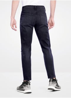 Web Denim Web Denim Black Mid Waist Regular Fit Straight Stretchable Jeans Fashionable Relaxed Fit Comfortable Denim Pant For Men  - Image 3