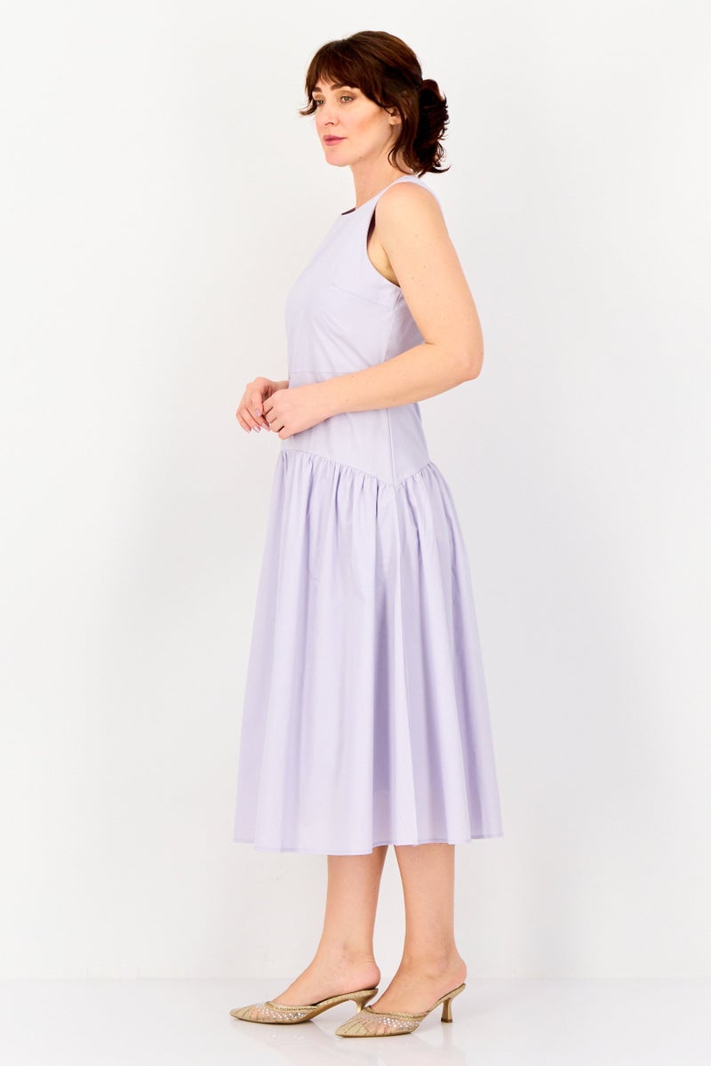 bebe Women Solid Maxi Dress, Lavender - Image 3