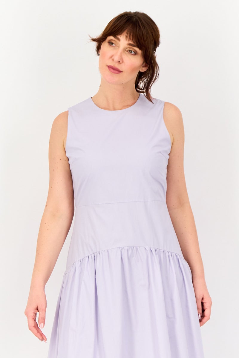 bebe Women Solid Maxi Dress, Lavender - Image 2