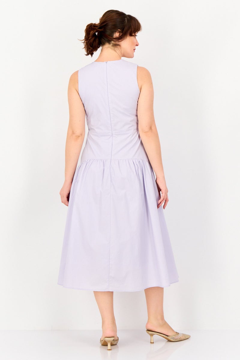 bebe Women Solid Maxi Dress, Lavender - Image 4