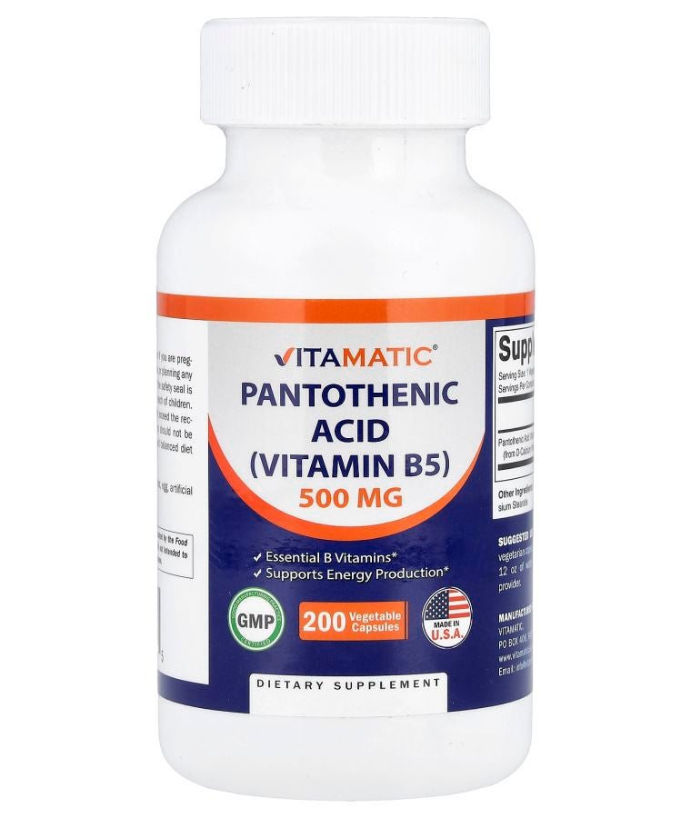 Vitamatic Pantothenic Acid 500 mg 200 Vegetable Capsules