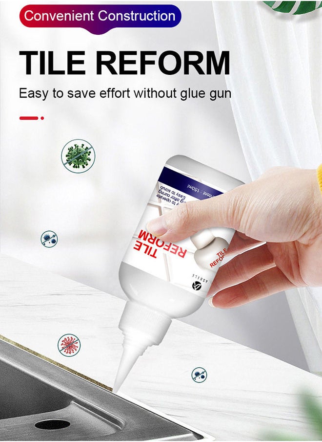 ASHILE - 150ml Tile Grout Paint Filler Tube Grout Caulk Sealant Glue Sealer for Bathroom Shower Kitchen Ceramic Tile Repair Restore and Renew Tile Joints Line Gaps Replace Grout Pen - Image 1