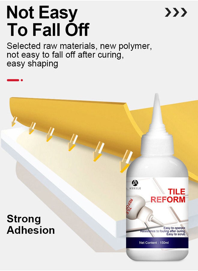 ASHILE - 150ml Tile Grout Paint Filler Tube Grout Caulk Sealant Glue Sealer for Bathroom Shower Kitchen Ceramic Tile Repair Restore and Renew Tile Joints Line Gaps Replace Grout Pen - Image 1