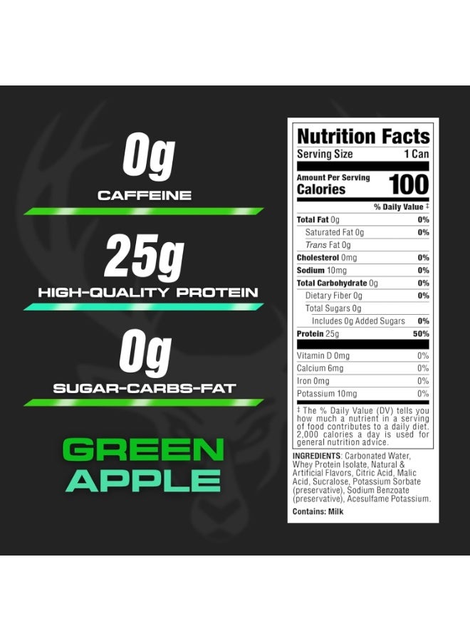Bucked Up Lightly Carbonated Protein Soda | 25g Whey Isolate - Zero Sugar, Low Calorie, Caffeine Free, Clean Drink | Sparkling Protein Soda - 16 oz Can (Green Apple) - Image 5