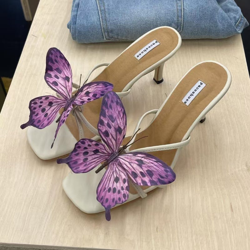 Bohemian Resort Style Butterfly Orchid Shoe Buckle - Sweet Elegant Sandal Accessory for Travel and Photos