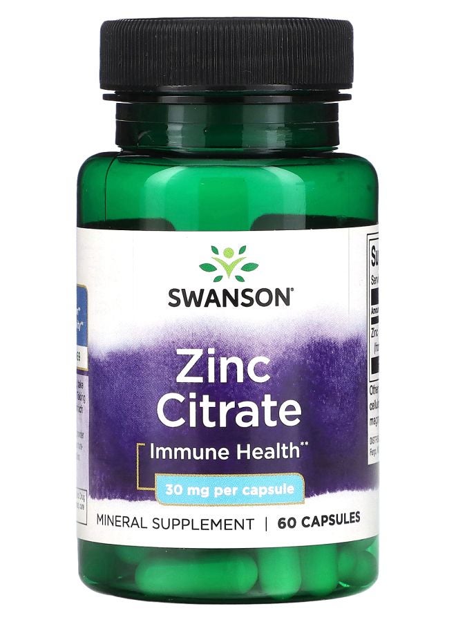 Zinc Citrate 30 mg  60 Capsules