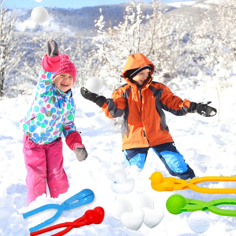 Max Fun ماكس فن 4 حزمة صانع كرات الثلج ألعاب كرات الثلج مع مقبض للأطفال في الهواء الطلق والداخل في فصل الشتاء أداة صنع كرات الثلج مع حقيبة سحب - Image 4