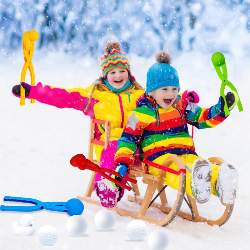 Max Fun ماكس فن 4 حزمة صانع كرات الثلج ألعاب كرات الثلج مع مقبض للأطفال في الهواء الطلق والداخل في فصل الشتاء أداة صنع كرات الثلج مع حقيبة سحب - Image 5