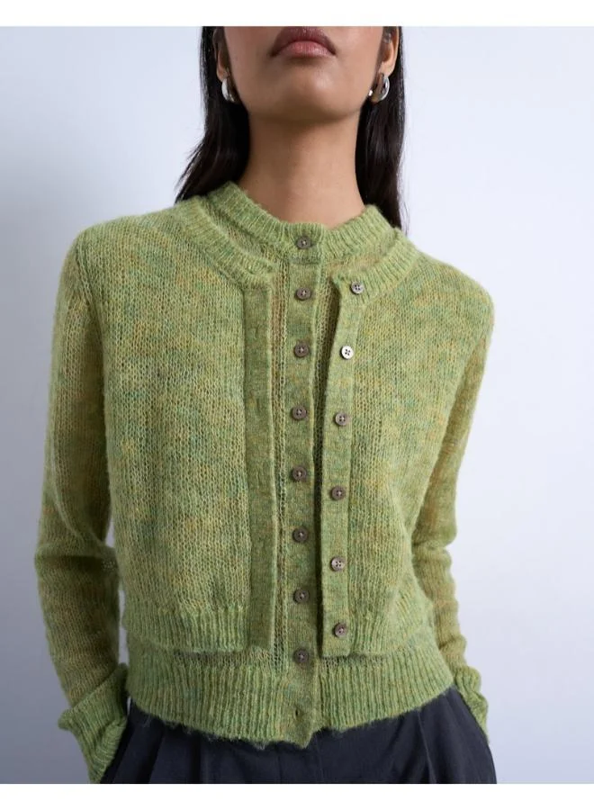 توب شوب كارديجان كاجوال بأكمام طويلة ورقبة دائرية