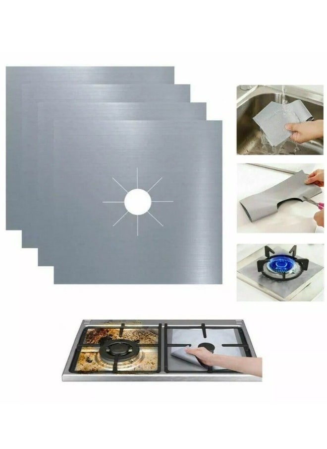 Generic Set of 12 Reusable Aluminum Foil Gas Stove Burner Cover Protector Liner Clean Mat Pad  - Image 2