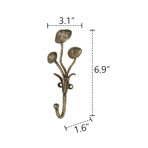 SOFFEE DESIGN 2pcs Metal Gold Coat Hooks with 3D Mushrooms Shape, for Entryway, Bathroom, Bedroom Farmhouse Decoration - Image 5