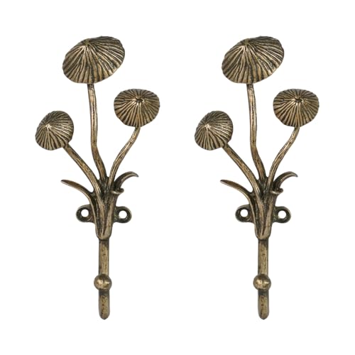 SOFFEE DESIGN 2pcs Metal Gold Coat Hooks with 3D Mushrooms Shape, for Entryway, Bathroom, Bedroom Farmhouse Decoration - Image 1