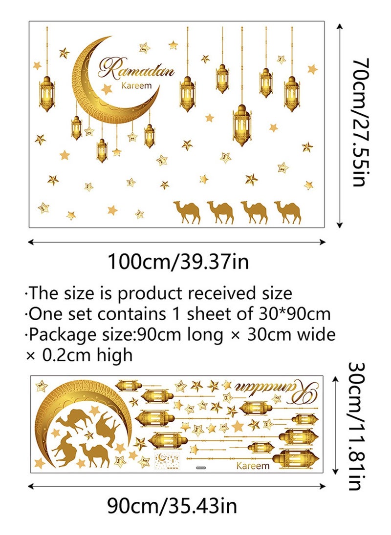 Yoawllty Ramadan Wall Stickers,Ramadan Decorations,Moon Star Lantern Ramadan Kareem Stickers for Home Living Room and Bedroom Wall Sticker  - Image 5