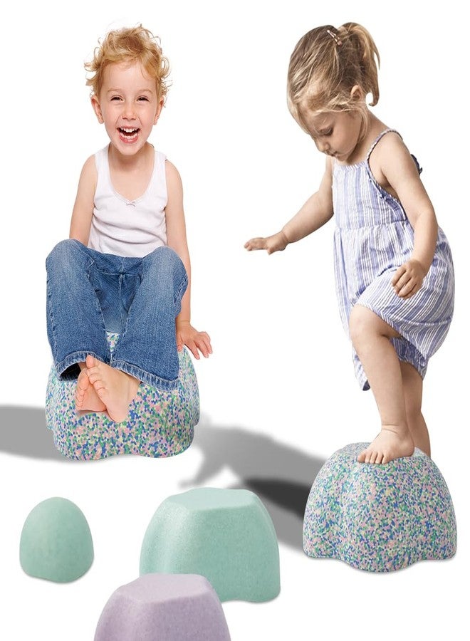 ANLIK Toddler Stepping Stones, Stimulate Children's Creativity and Imagination, Improve Their Balance and Motor Skills, Flower-Shaped Stepping Stones, 5-piece Set （Blue） - Image 1
