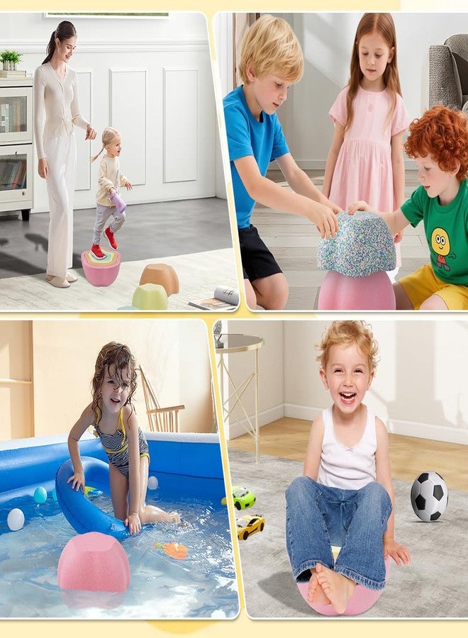 ANLIK Toddler Stepping Stones, Stimulate Children's Creativity and Imagination, Improve Their Balance and Motor Skills, Flower-Shaped Stepping Stones, 5-piece Set （Blue） - Image 5