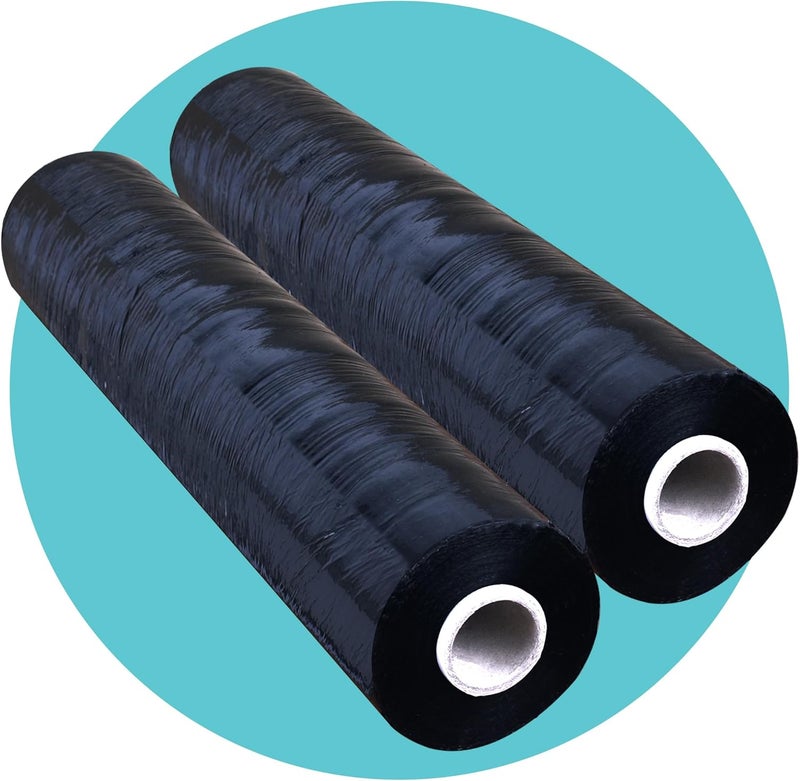 Triplast 400 mm x 250 m Industrial Shrink Wrap | Black | Pack of 2 | Pallet Stretch Film - Image 1