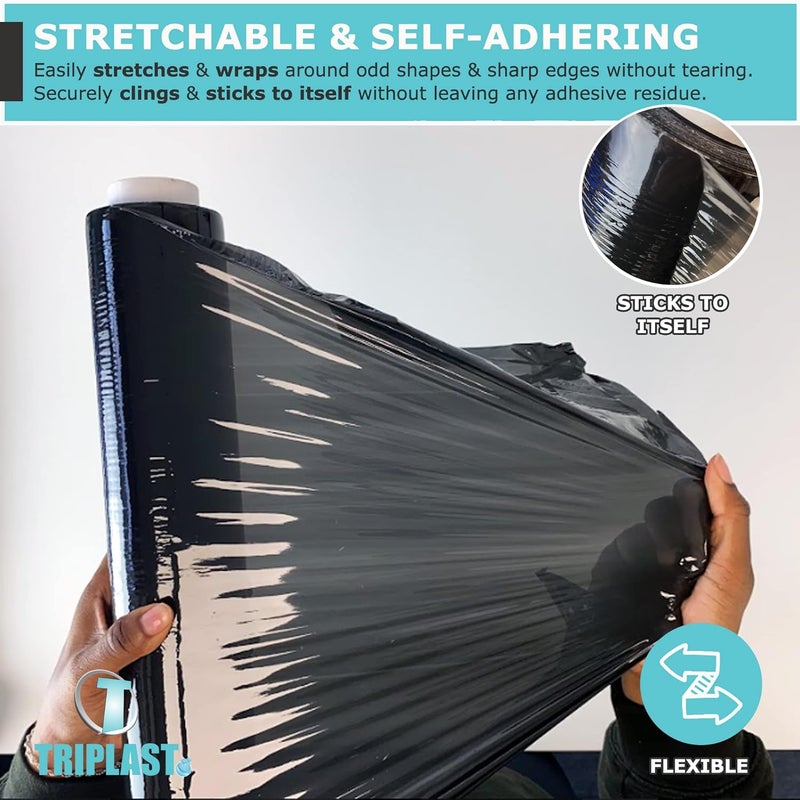 Triplast 400 mm x 250 m Industrial Shrink Wrap | Black | Pack of 2 | Pallet Stretch Film - Image 4