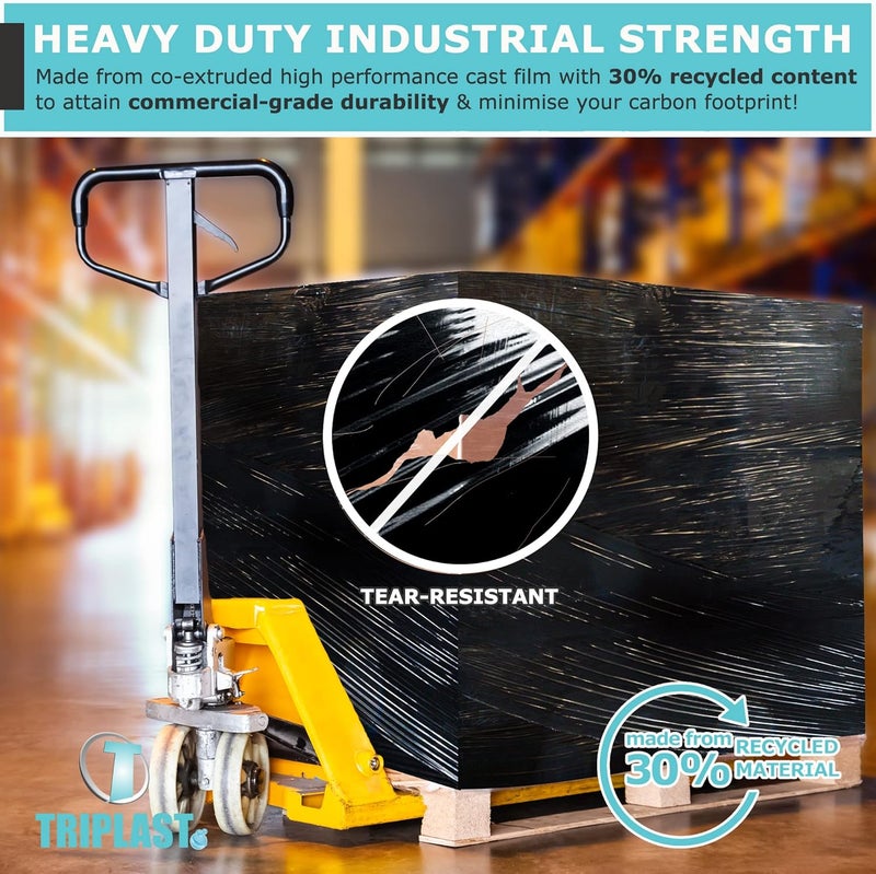 Triplast 400 mm x 250 m Industrial Shrink Wrap | Black | Pack of 2 | Pallet Stretch Film - Image 5