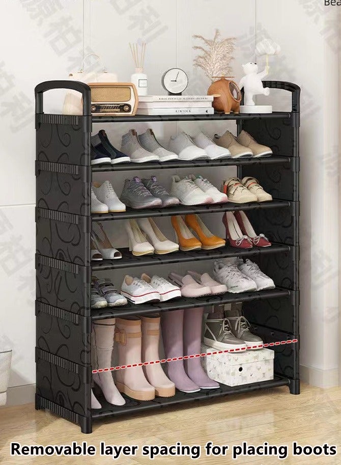 Kutis 6-Tiers Shoe Rack Assembly Shoe Rack Storage Organizer Steel Pipe/Plastic Black 80x26x116 Centimeter - Image 2