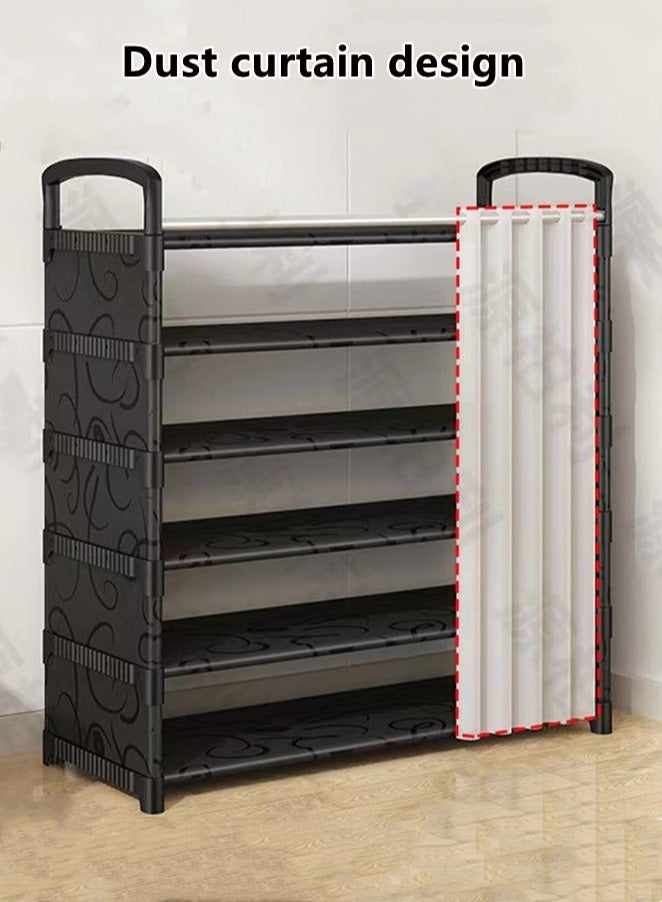 Kutis 6-Tiers Shoe Rack Assembly Shoe Rack Storage Organizer Steel Pipe/Plastic Black 80x26x116 Centimeter - Image 5