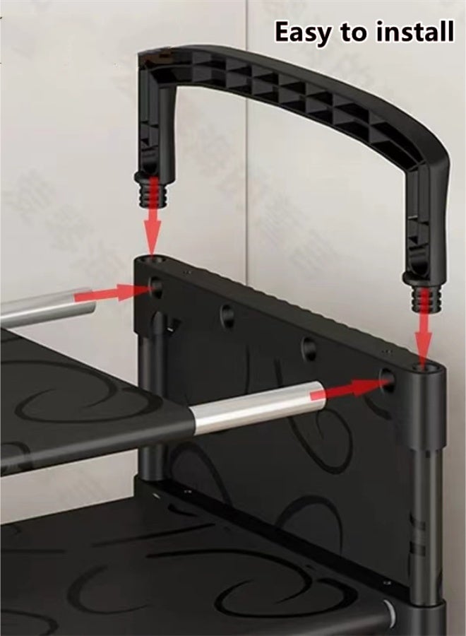 كوتيس مجموعة رفوف أحذية بستة طبقات، منظم تخزين، أنبوب فولاذي/بلاستيك أسود، 80×26×116 سم - Image 3