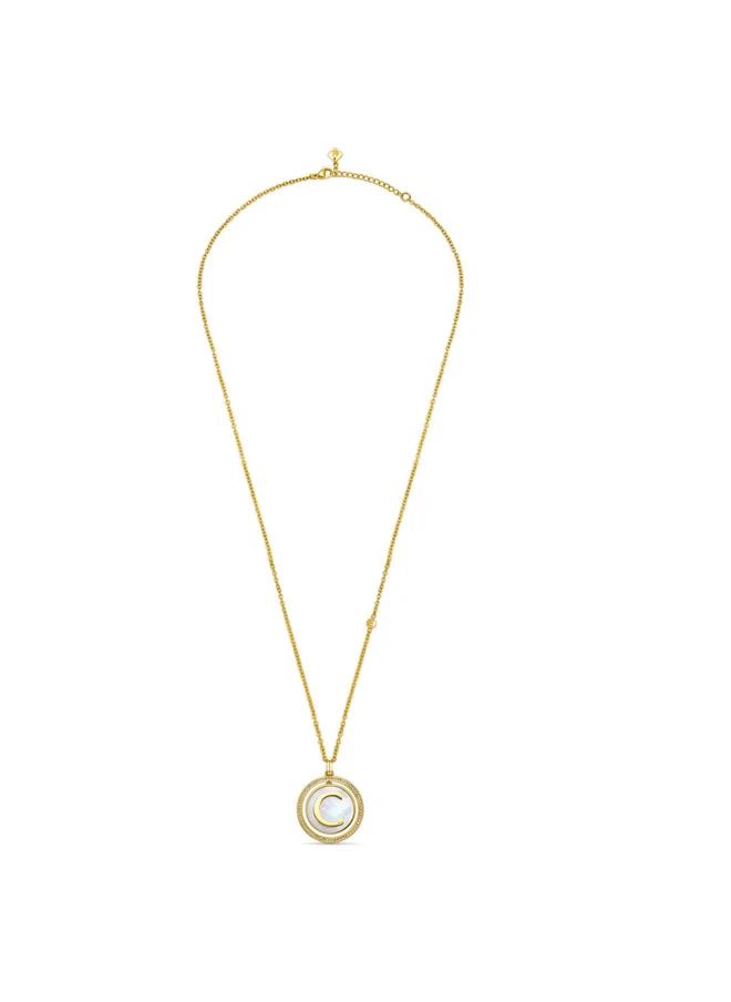 شيروتي 1881 Cerruti 1881 Circulo Pendant – Gold-Plated Design with Mother of Pearl & Crystals – Minimalist and Elegant for Women