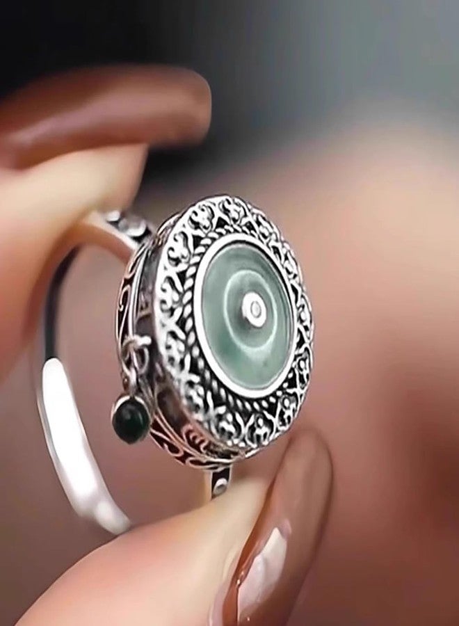 OIDIMS خاتم دوار بتصميم عتيق من Ping an Buckle للنساء، خاتم فريد من نوعه من اليشم بتصميم دوار، خاتم دوار مرصع بكريستال الزركونيا المكعب، خاتم مفتوح قابل للتعديل، خاتم مفتوح الأصابع، خاتم لتخفيف القلق والتوتر، مجوهرات للحماية، هدية للعائلة والأصدقاء - Image 5