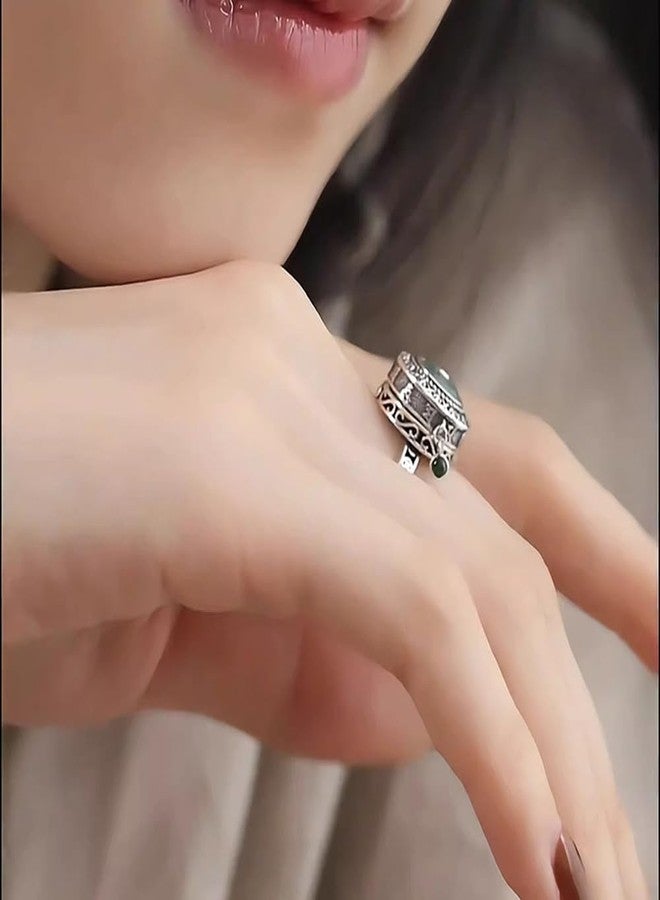 OIDIMS خاتم دوار بتصميم عتيق من Ping an Buckle للنساء، خاتم فريد من نوعه من اليشم بتصميم دوار، خاتم دوار مرصع بكريستال الزركونيا المكعب، خاتم مفتوح قابل للتعديل، خاتم مفتوح الأصابع، خاتم لتخفيف القلق والتوتر، مجوهرات للحماية، هدية للعائلة والأصدقاء - Image 3