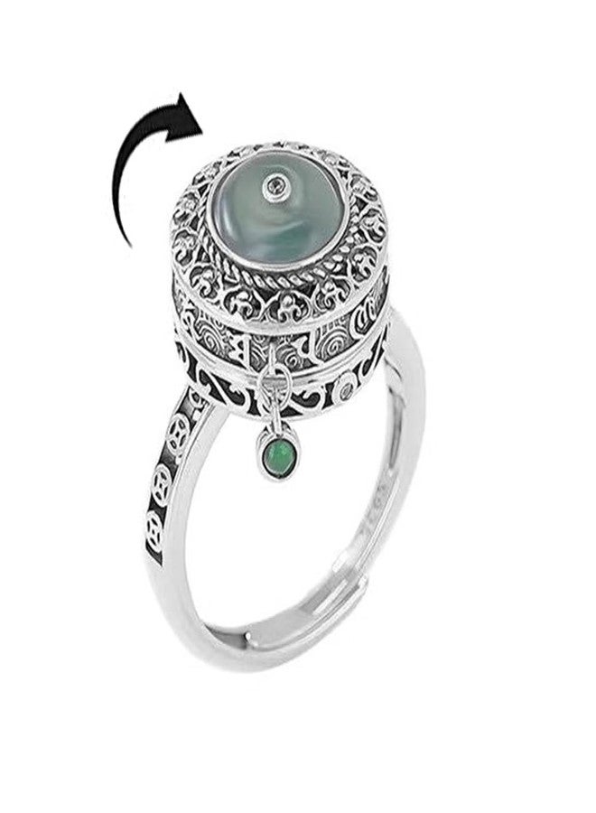 OIDIMS خاتم دوار بتصميم عتيق من Ping an Buckle للنساء، خاتم فريد من نوعه من اليشم بتصميم دوار، خاتم دوار مرصع بكريستال الزركونيا المكعب، خاتم مفتوح قابل للتعديل، خاتم مفتوح الأصابع، خاتم لتخفيف القلق والتوتر، مجوهرات للحماية، هدية للعائلة والأصدقاء - Image 1