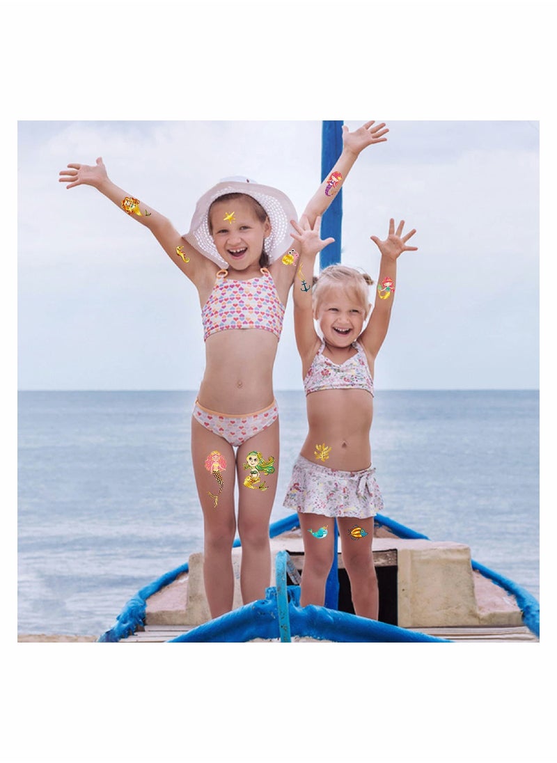 SYOSI - Mermaid Party Favors for Kids Temporary Tattoos for Girls, Metallic Glitter Mermaid Birthday Party Decorations Supplies Favors, Fake Mermaid Tattoo Stickers for Toddlers - Image 1