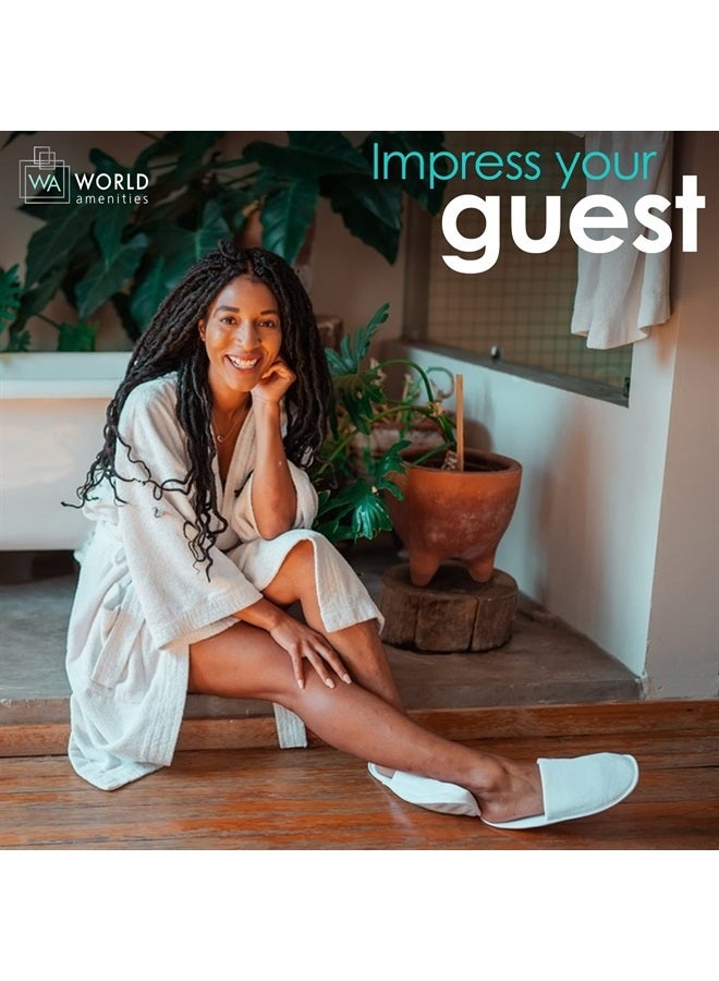 world amenities 10 Pairs | Premium Spa Slippers Bulk Unisex | Closed Toe, Individually Wrapped | Hotel Slippers Travel Amenities Ultra Soft, Disposable Guest Slippers - White - Image 1
