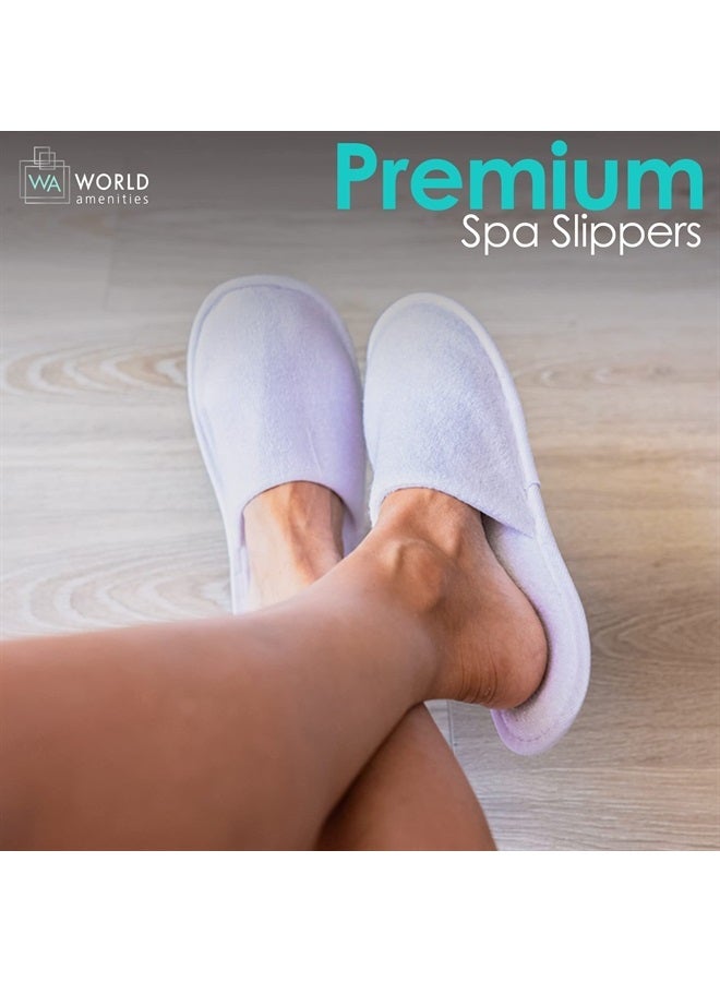 world amenities 10 Pairs | Premium Spa Slippers Bulk Unisex | Closed Toe, Individually Wrapped | Hotel Slippers Travel Amenities Ultra Soft, Disposable Guest Slippers - White - Image 2