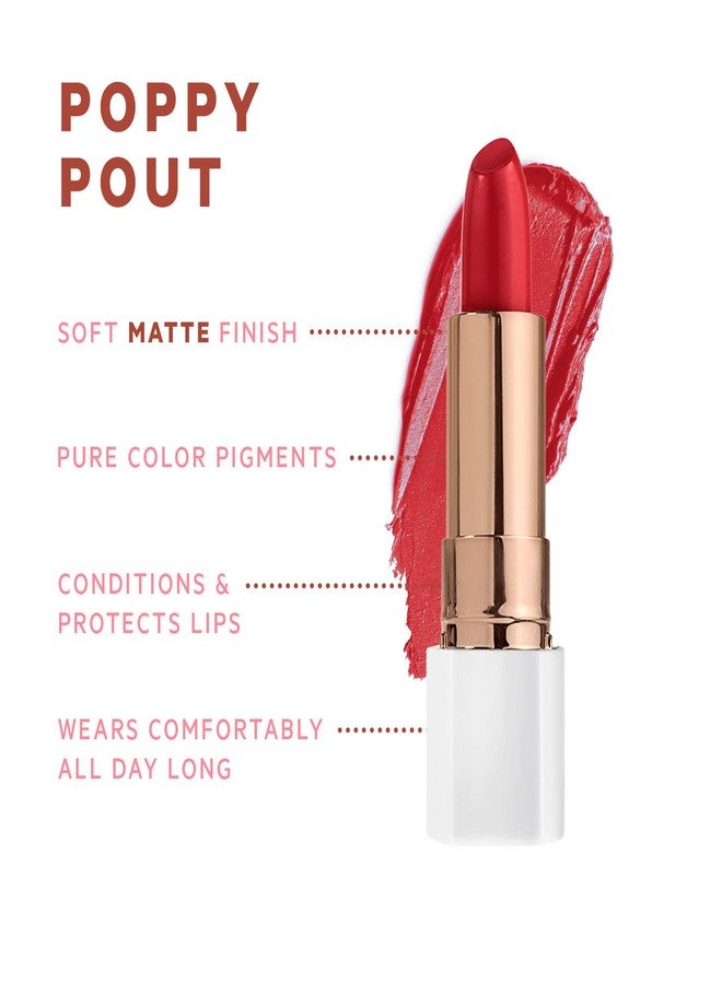 FLOWER BEAUTY By Drew Barrymore Petal Pout Lipstick - Nourishing + Highly Pigmented Lip Color - Infused with Antioxidants (Poppy Pout) - Image 2